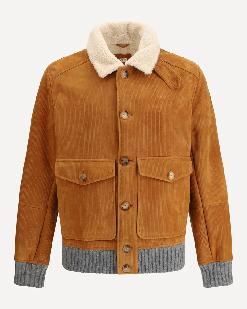 Brunello Cucinelli Shearling Jacket Male Brown