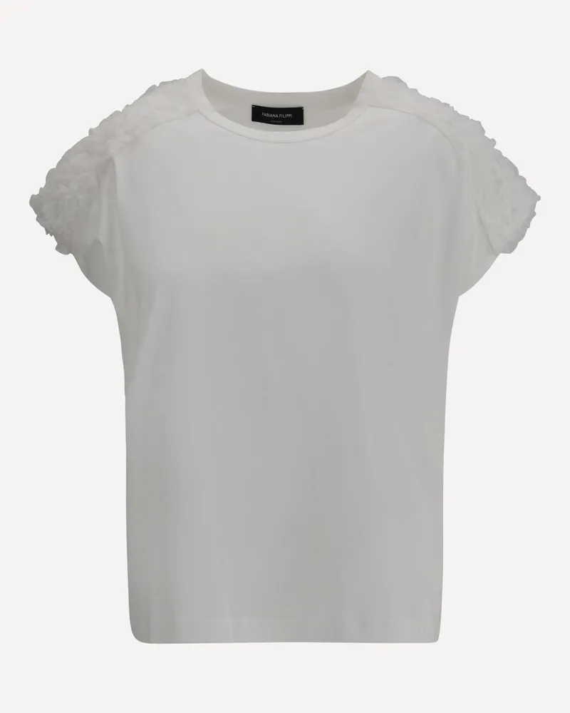 Fabiana Filippi T-Shirt with tulle appliqués Female White