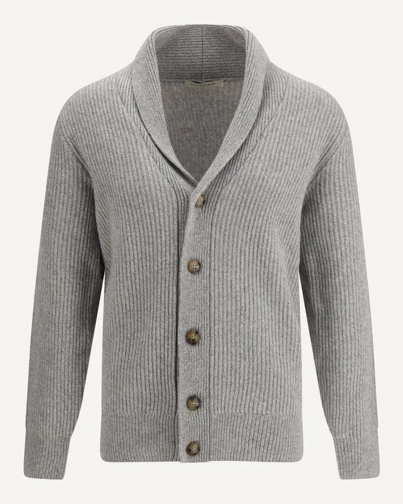 Brooksfield Virgin Wool Shawl-Collar Cardigan Male Grey