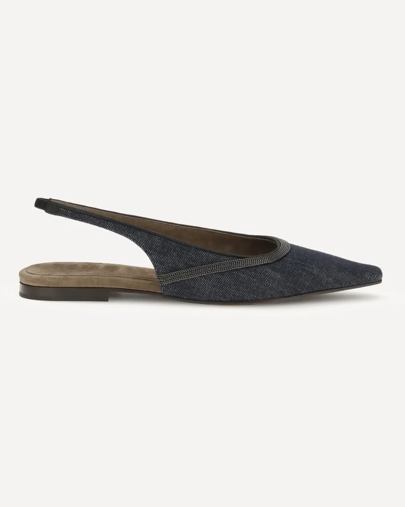 Brunello Cucinelli Denim slingback Ballerinas Female Blue