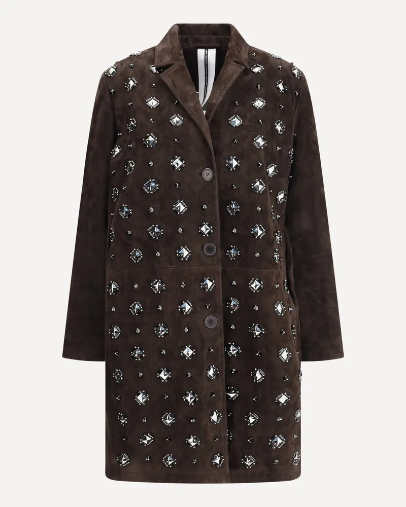 Sword 6.6.44 Goat suede Leather Blazer with stone details Female Brown
