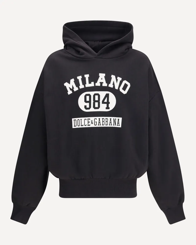 Dolce & Gabbana Cotton Hoodie with print Male Black