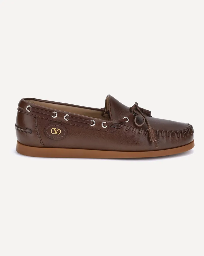 Valentino Garavani Palm Avenue Boat Loafers Male Brown