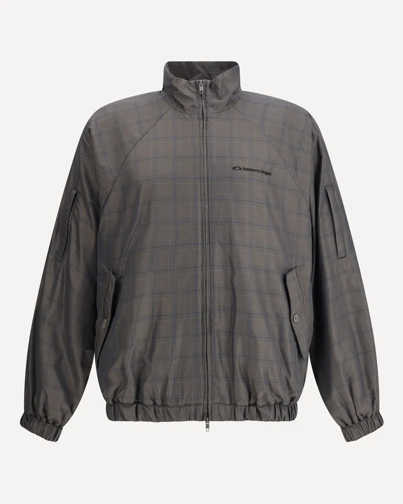 Balenciaga Zipped Jacket with Brown and Blue checked motif Male Brown