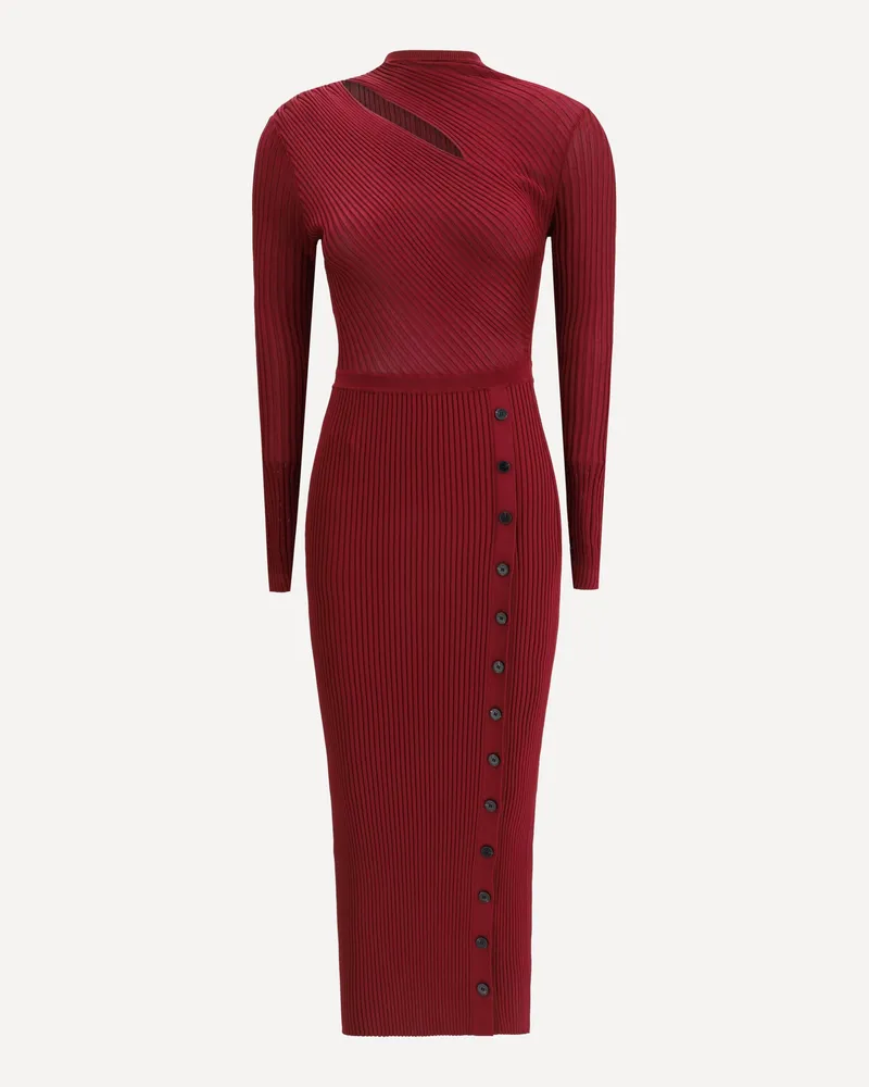 Self-Portrait Ribbed midi Dress Female Bordeaux