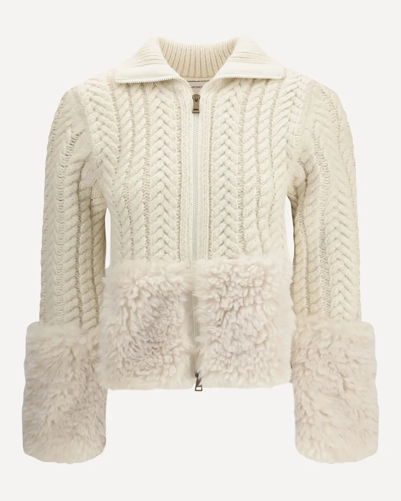Moncler Wool Blend Zip-Up Cardigan Female White