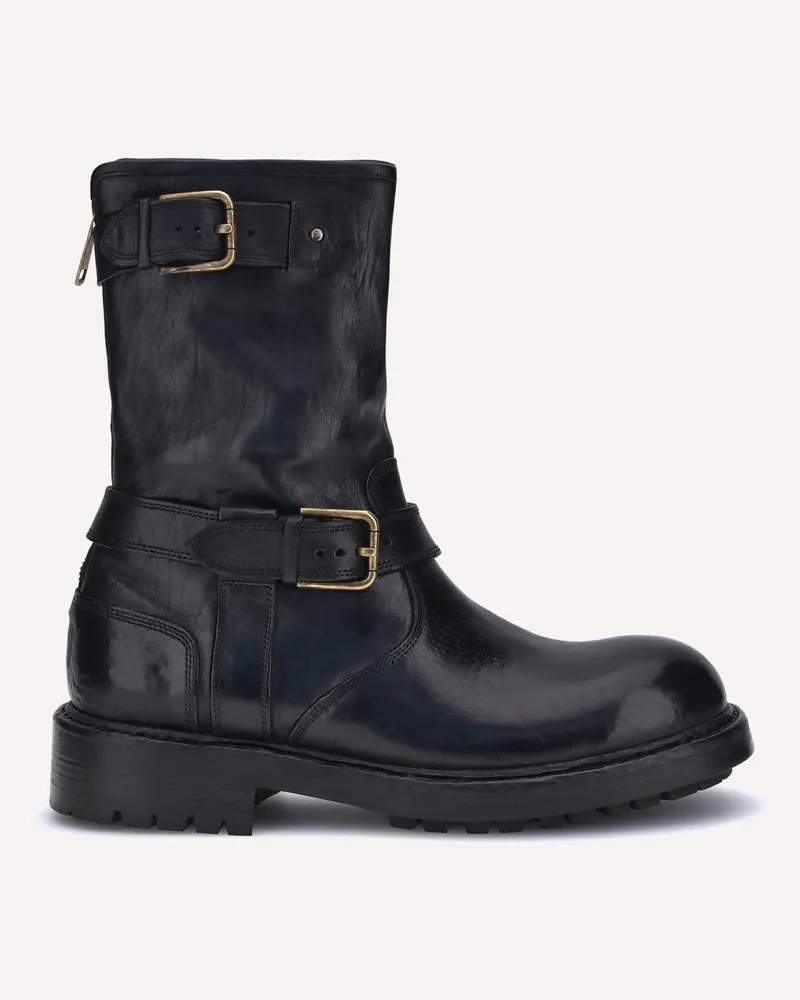 Dolce & Gabbana Leather Boots Male Black
