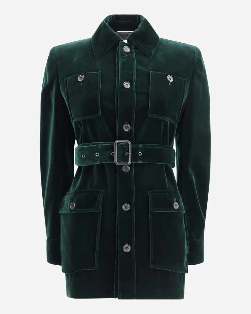 Saint Laurent Velvet saharan Jacket Female Green