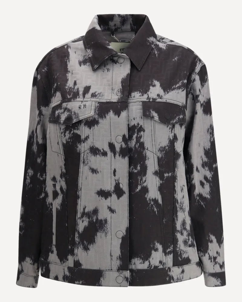 Fendi FF Animalier Denim Jacket Female Black