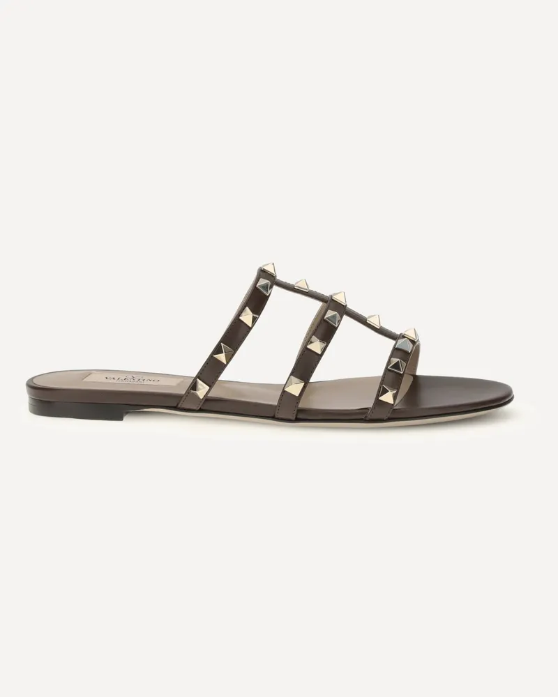 Valentino Garavani Rockstud Slider Sandal Female Brown