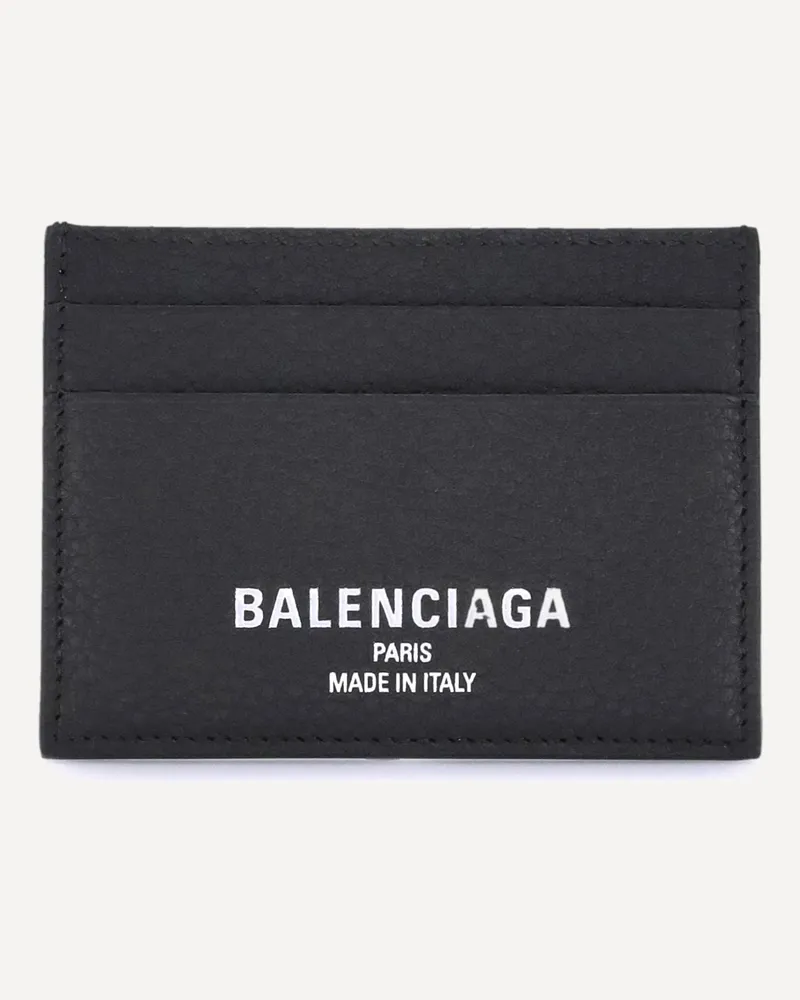 Balenciaga Leather Card Holder Male Black