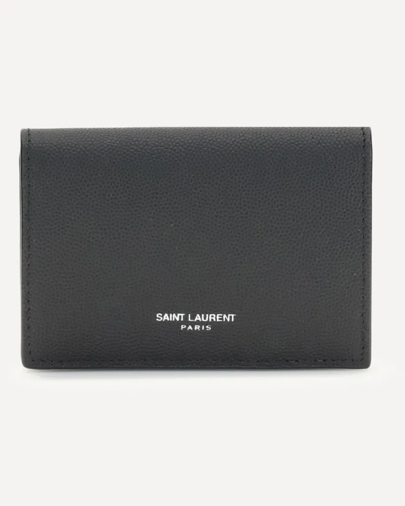 Saint Laurent Grain de poudre leather business Card Holder Male Black