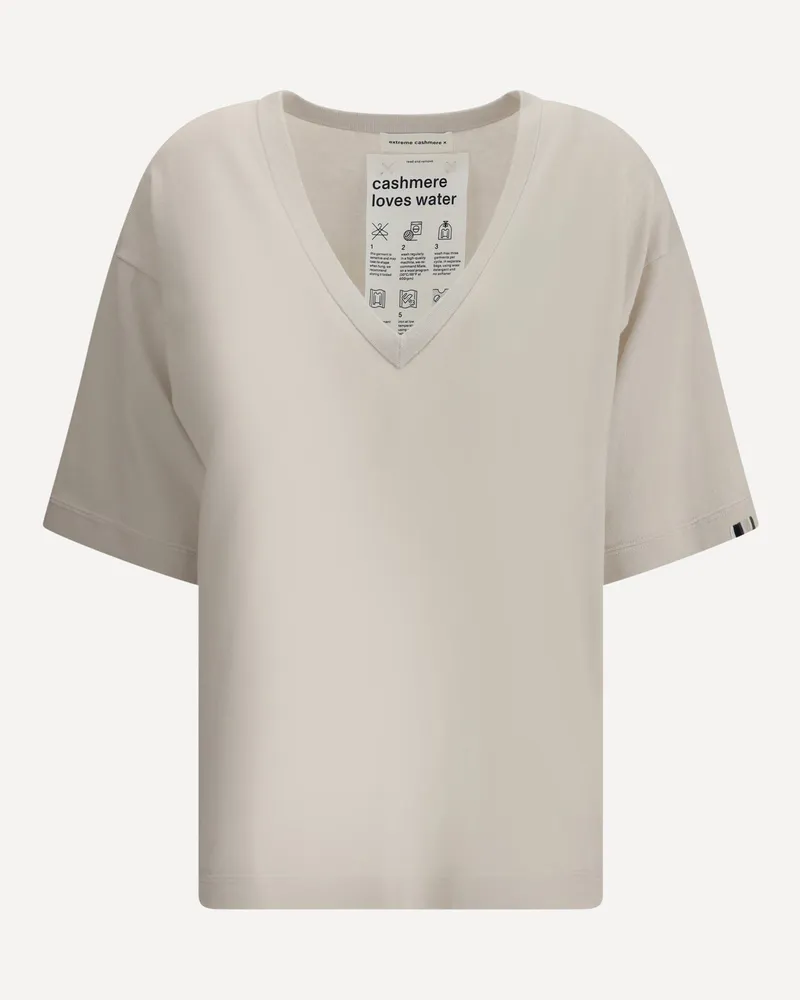 extreme cashmere V-Neck cotton Top Female Cream