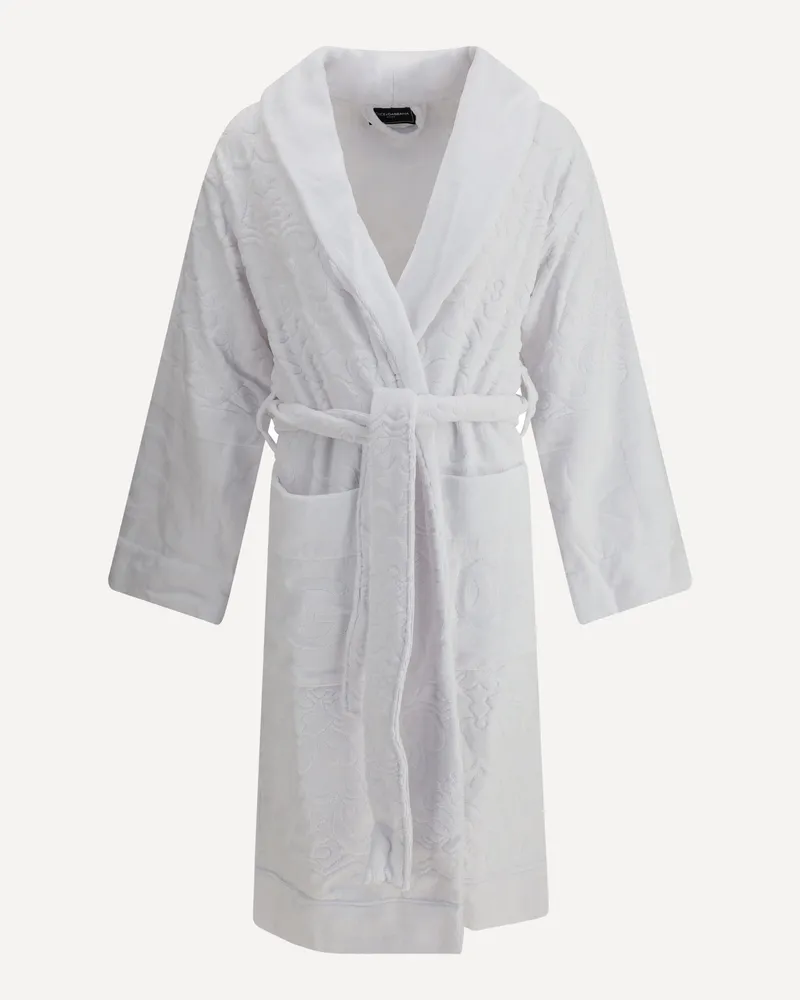 Dolce & Gabbana Cotton terry Jacquard Bathrobe unisex White