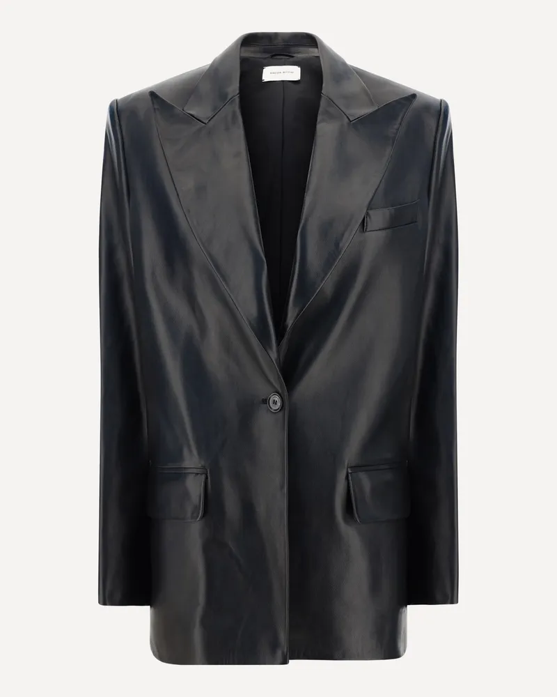 Magda Butrym Leather Blazer Jacket Female Black