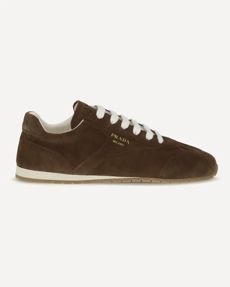 Prada Suede Sneakers Female Brown