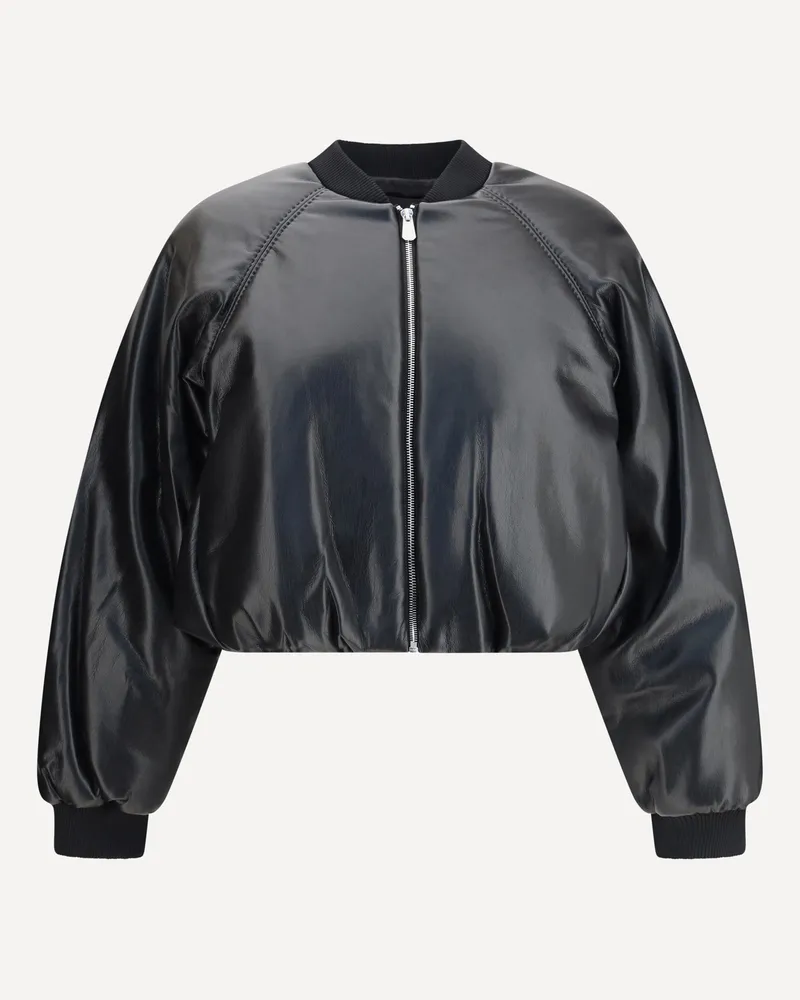 Pinko Cropped bomber with a leather-effect Female Black