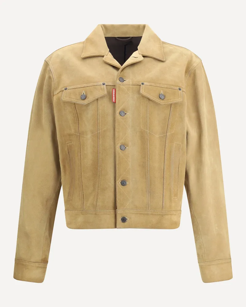 Dsquared2 Suede Jacket Male Beige