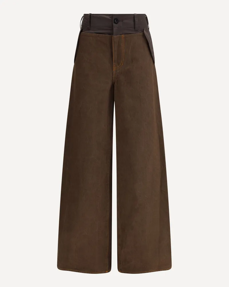 Sacai Nylon and Denim Jeans Female Brown