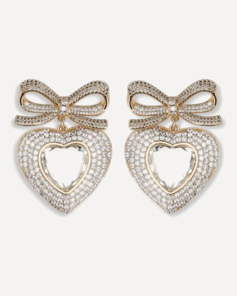 Self-Portrait Heart shaped bow Earrings Female Gold