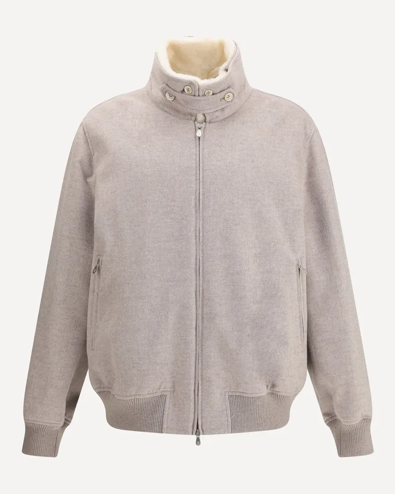 Brunello Cucinelli Cashmere Bomber Male Beige