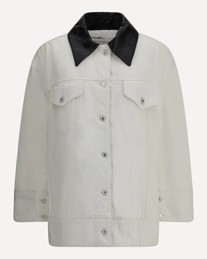 Givenchy Denim Jacket With Leather Collar Female White