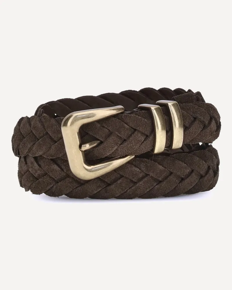 Brunello Cucinelli Leather woven Belt Male Brown