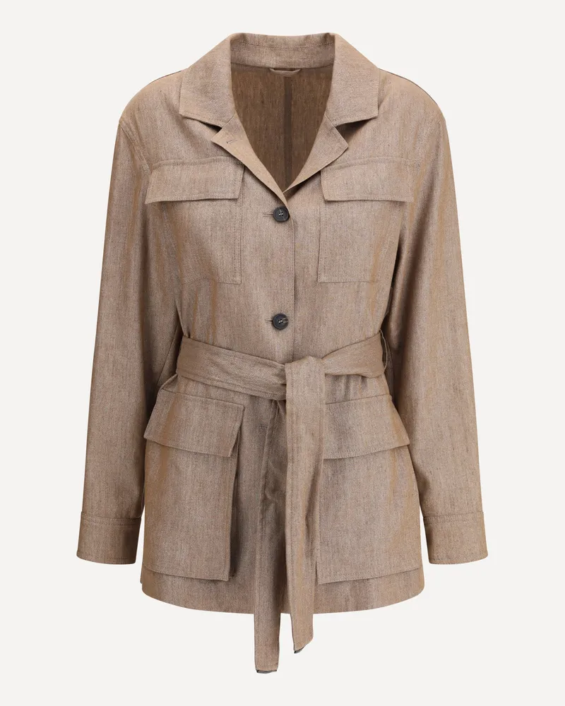 Brunello Cucinelli Safari Jacket in Sparkling Twill Female Brown