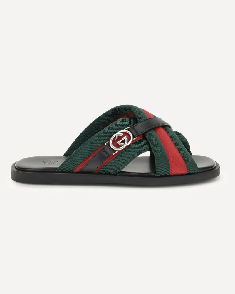 Gucci Web Sandals with Interlocking GG Male Black