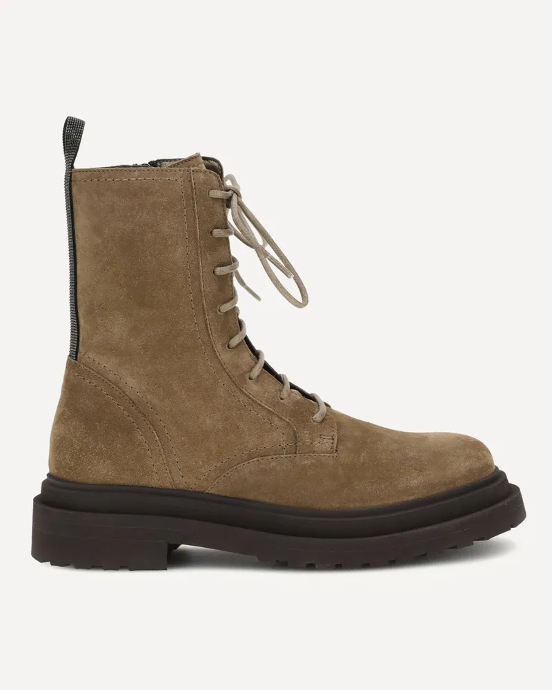 Brunello Cucinelli Suede lace-up Ankle Boots Female Brown
