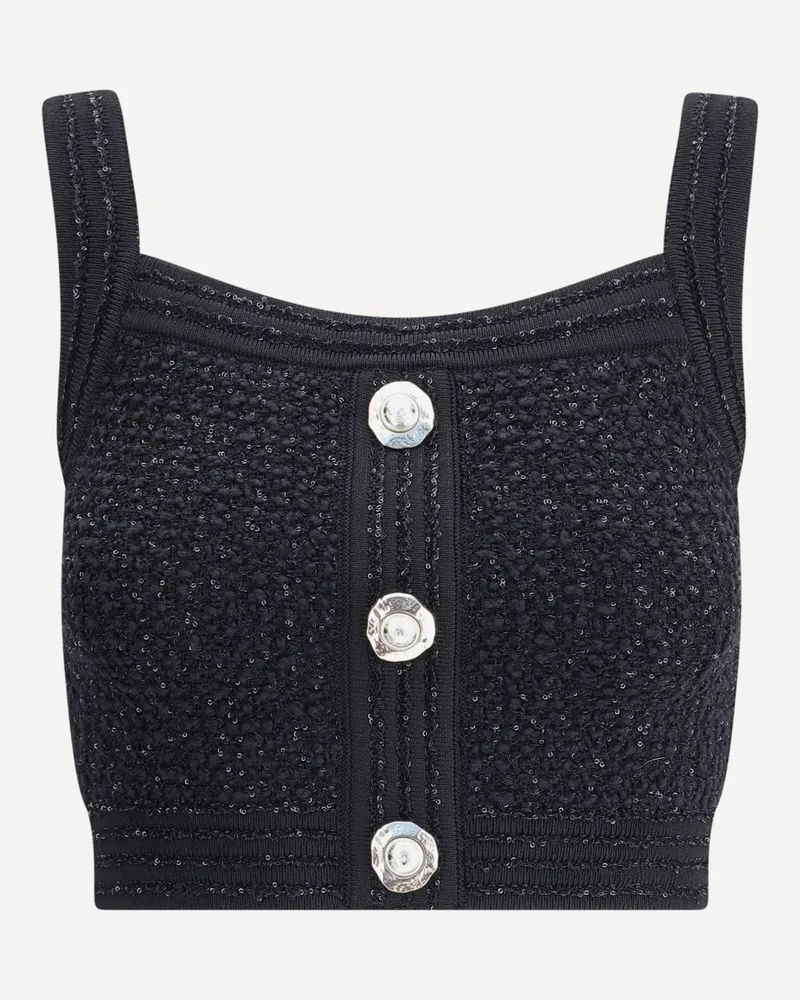 Balmain Tweed crop Top Female Black