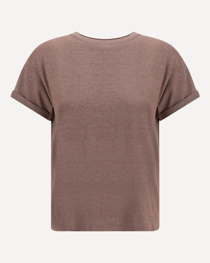 Brunello Cucinelli cashmere glitter T-shirt Female Brown