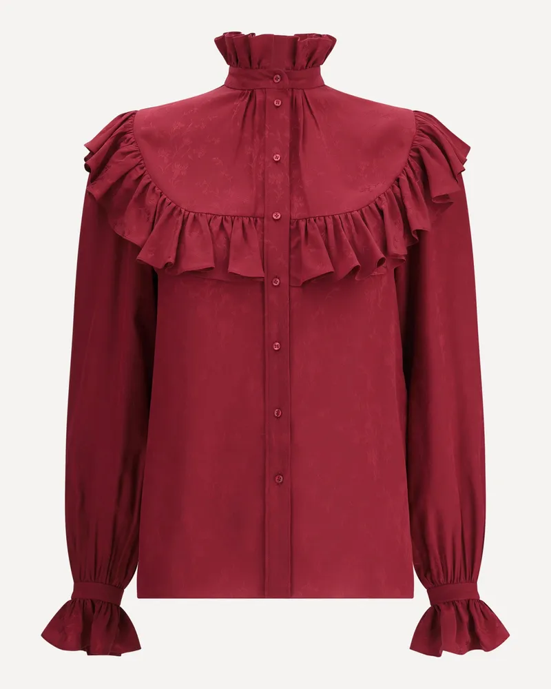 Saint Laurent Silk Blouse with ruffles Female Pink