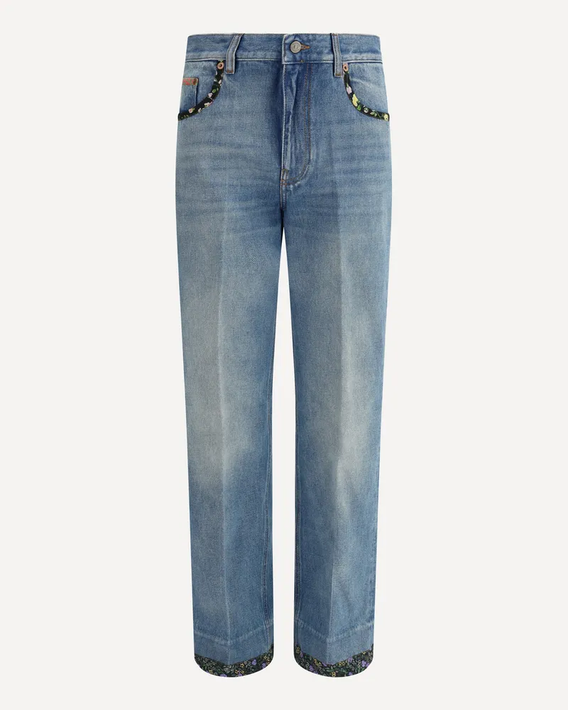 Valentino Garavani Jeans with floral details Female Blue