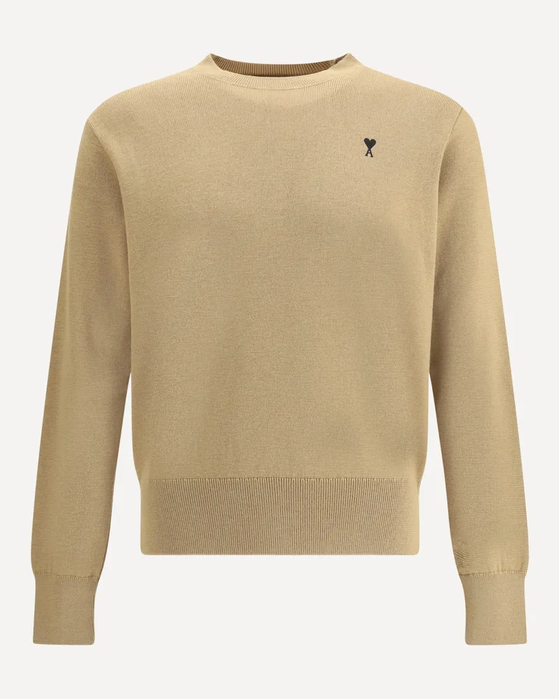 AMI Paris Pull Col Rond Ami De Coeur Male Beige