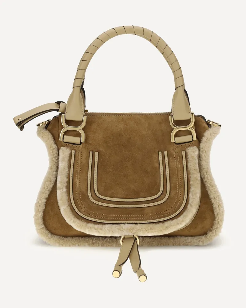Chloé Suede and shearling leather Marcie small Handbag Female Beige