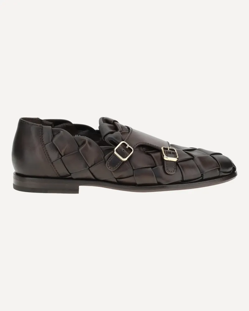 Santoni Woven weave Loafers Male Brown