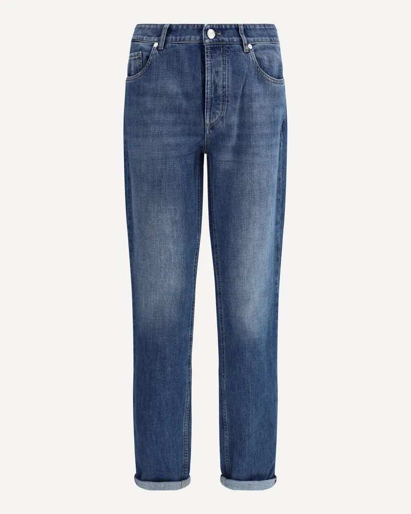Brunello Cucinelli Cuffed Jeans Male Blue