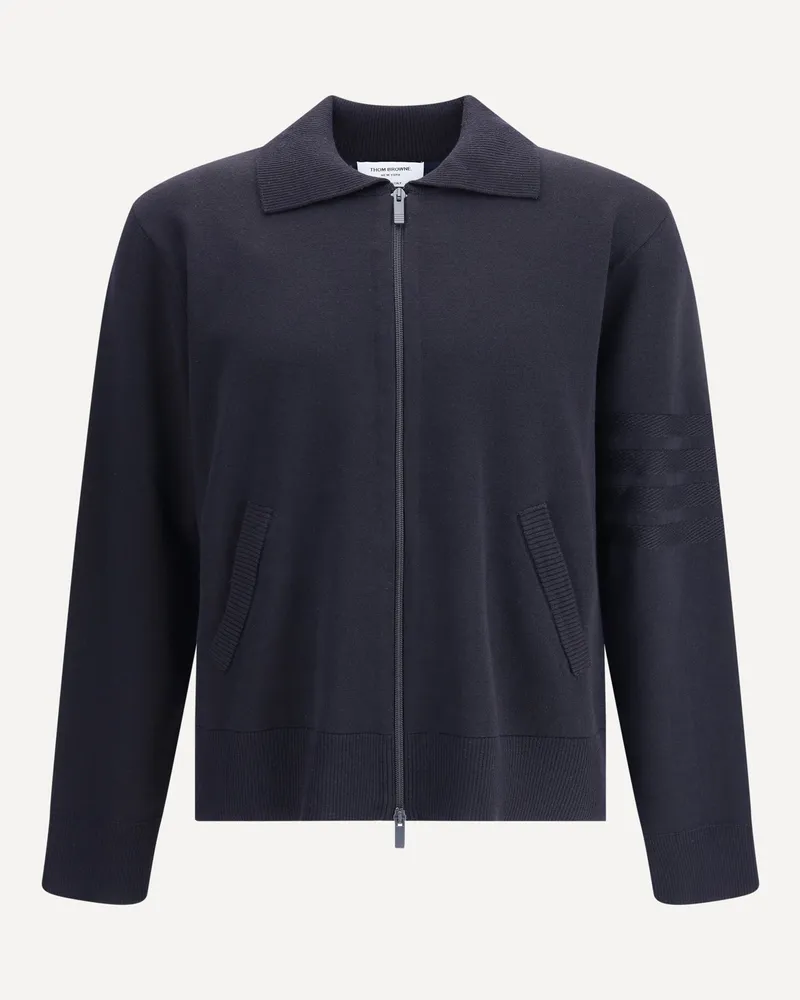 Thom Browne Double Face Full Zip Up Cardigan In Meri Male Blue
