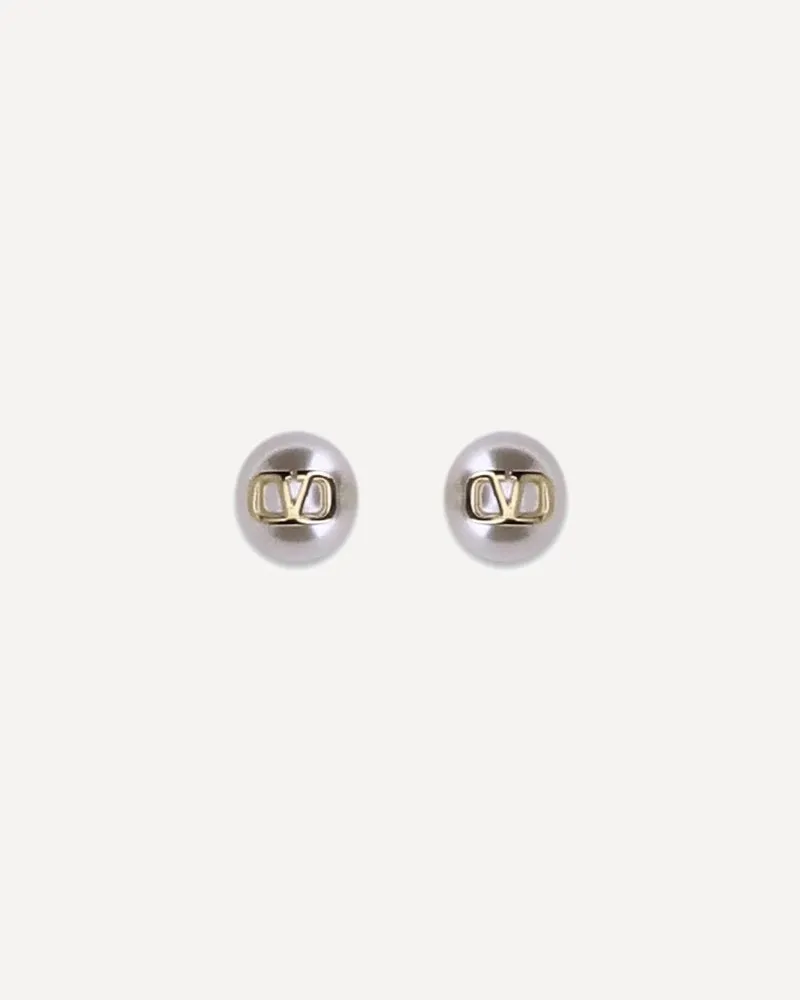Valentino Garavani Pearl Earrings Vlogo Female White