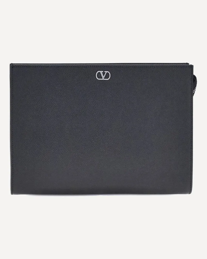Valentino Garavani Grained leather Pouch Male Black