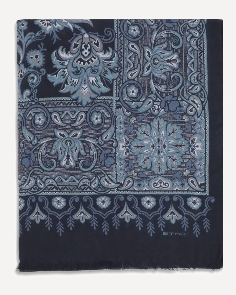 Etro Jacquard Scarf Male Blue