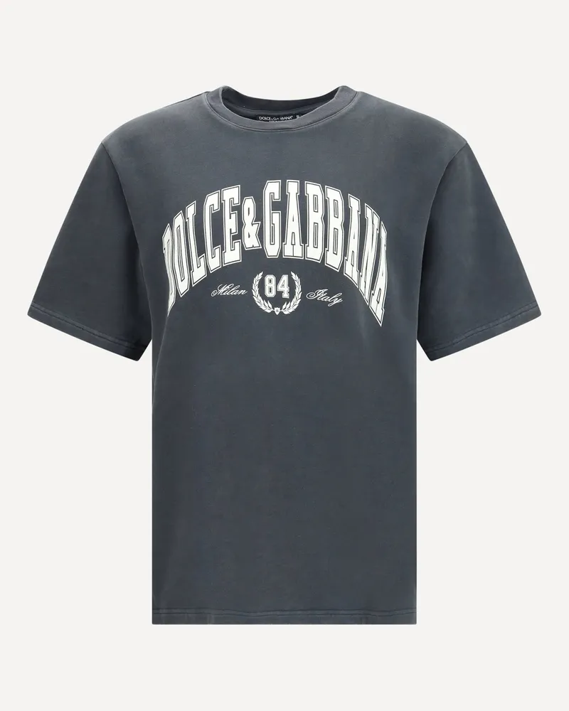 Dolce & Gabbana Cotton T-Shirt with frontal print Male Grey