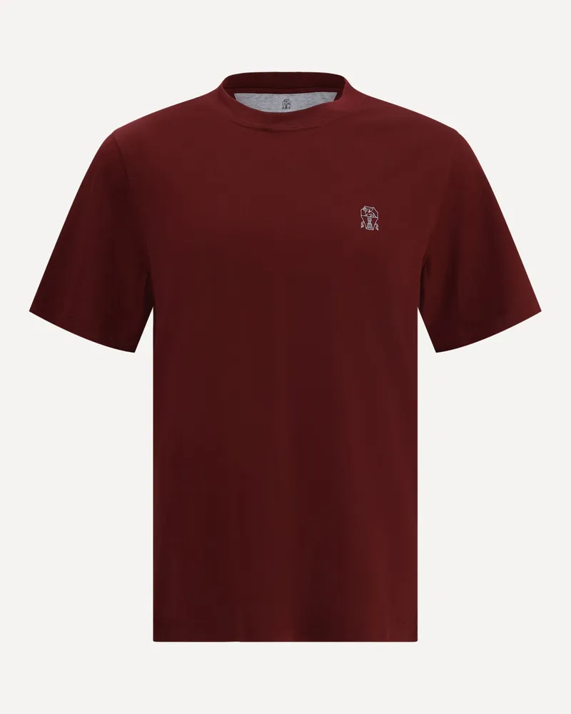 Brunello Cucinelli Logoed T-Shirt Male Bordeaux