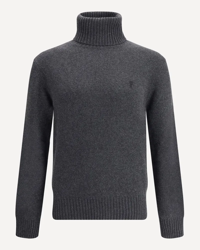 AMI Paris Pull Col Roule Ami De Coeur Male Grey