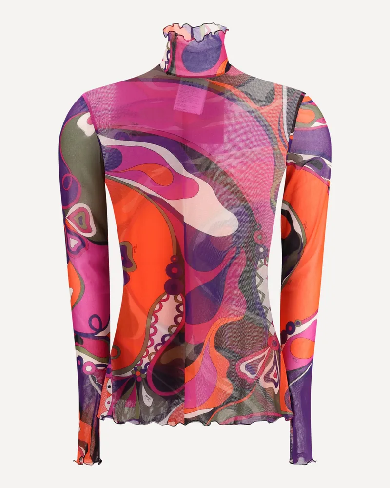 Emilio Pucci Tulle Top with Geometric Print Female Multicolour