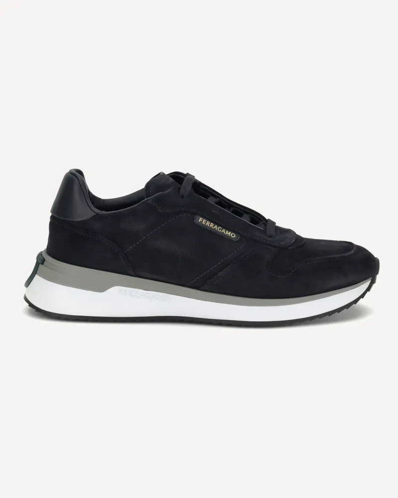 Ferragamo Suede Sneakers Male Blue