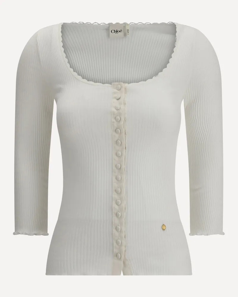 Chloé Cotton Cardigan with button fastening Female White