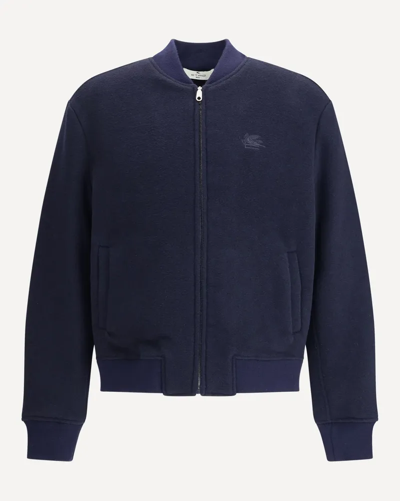 Etro Wool Bomber Jacket Male Blue