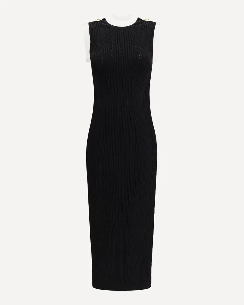 Balmain Sleeveless torsade knit long Dress Female Black